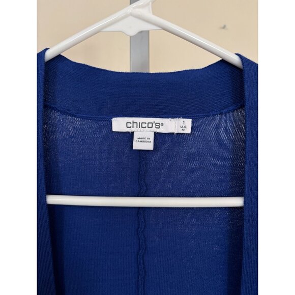 Chicos Royal Blue Sweater Open Front Cardigan Chicos Size 1 Womens Medium 8 Fall - Picture 9 of 9